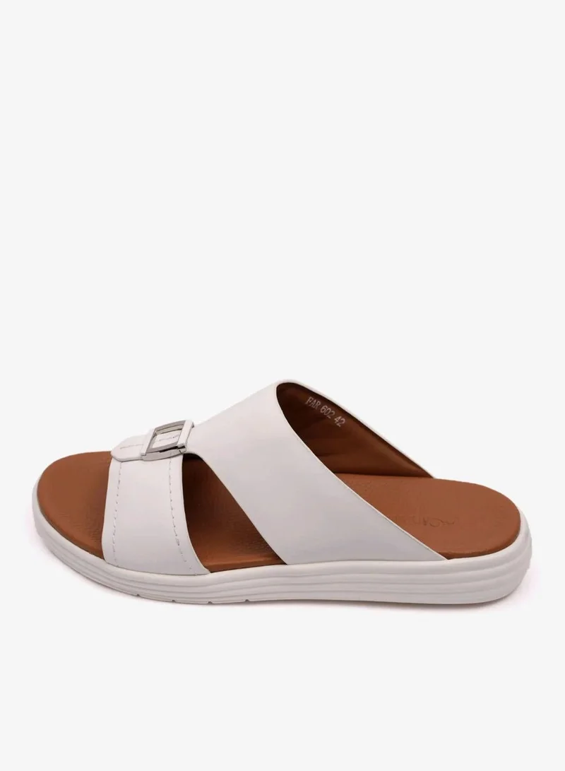 كومفورت بلس صنادل رجالية جلد مطفي أنيقة بيضاء